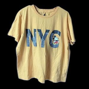 Disney Mickey Mouse NYC T Shirt Size L Yellow Short Sleeve Dreams Come True